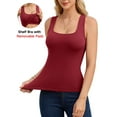 thumbnail image 1 of ANFERRY Seamless Ribbed Tank Tops for Women Square Neck Camisoles Built in Bra Slim Fit Cami Tops, 1 of 8