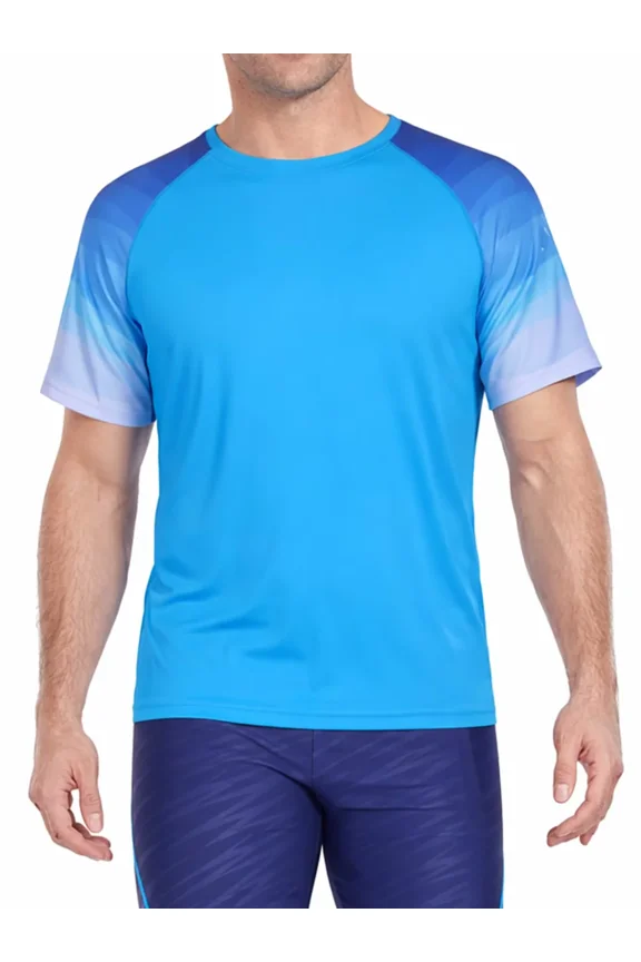 Short Sleeve Swim Shirts for Men Printed UPF50+ Sun Protection Athletic Rash Guards Top