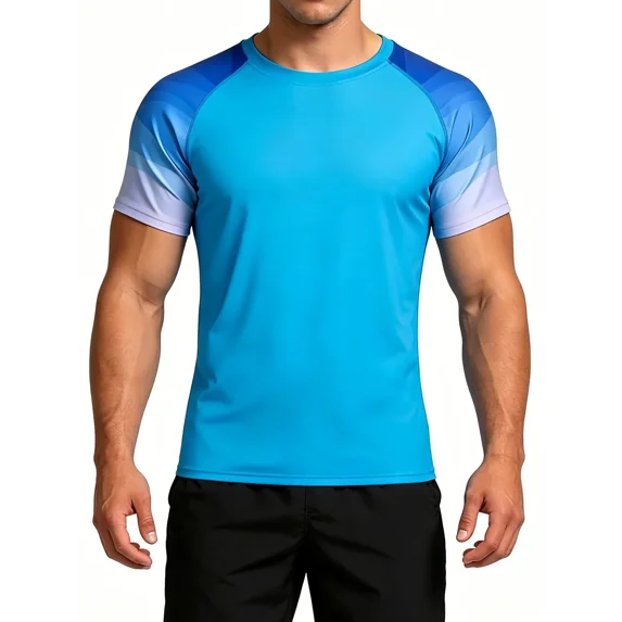 ANFERRY Short Sleeve Swim Shirts for Men Printed UPF50+ Sun Protection Athletic Rash Guards Top