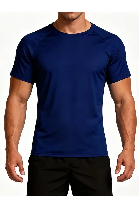 Short Sleeve Swim Shirts for Men Printed UPF50+ Sun Protection Athletic Rash Guards Top