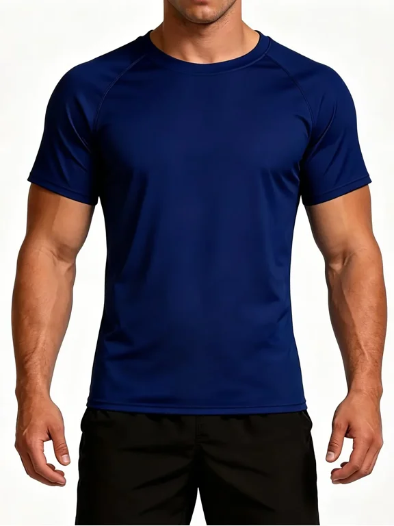 Short Sleeve Swim Shirts for Men Printed UPF50+ Sun Protection Athletic Rash Guards Top