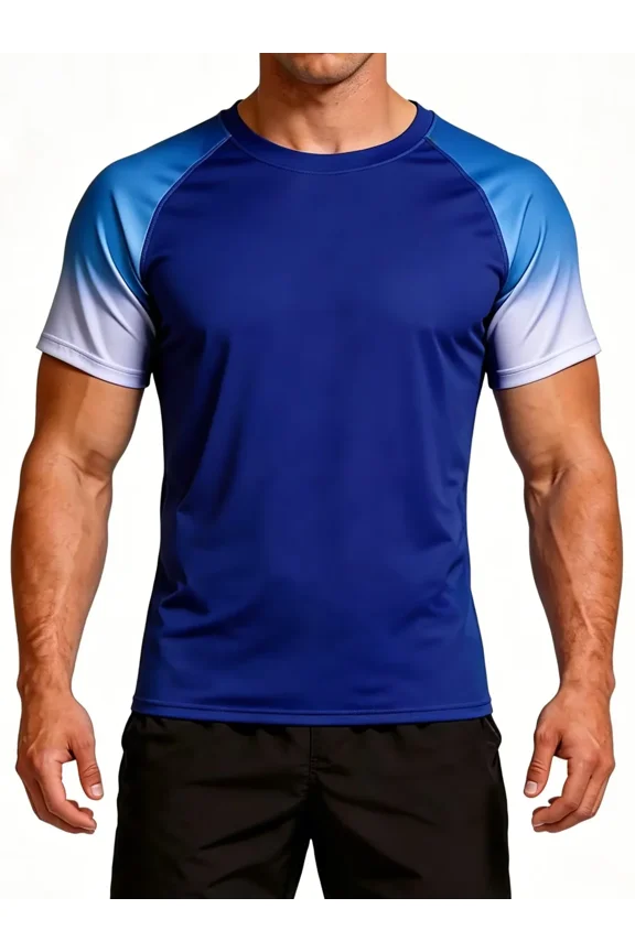 Short Sleeve Swim Shirts for Men Printed UPF50+ Sun Protection Athletic Rash Guards Top