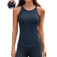 thumbnail image 1 of ANFERRY Women's Fitting Seamless Tank Tops Ribbed Crew Neck Racerback Workout Camisoles with Built in Bra, 1 of 7