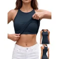 thumbnail image 1 of ANFERRY Women's Fitting Seamless Tank Tops Ribbed Crew Neck Racerback Workout Camisoles with Sewn in Bra, 1 of 10