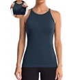 thumbnail image 1 of ANFERRY Women's Fitting Seamless Tank Tops Ribbed Crew Neck Racerback Workout Camisoles with Sewn in Bra, 1 of 9