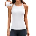 thumbnail image 1 of ANFERRY Women's Fitting Seamless Tank Tops Ribbed Crew Neck Racerback Workout Camisoles with Built in Bra, 1 of 7
