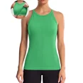 thumbnail image 1 of ANFERRY Women's Fitting Seamless Tank Tops Ribbed Crew Neck Racerback Workout Camisoles with Sewn in Bra, 1 of 9