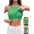 thumbnail image 1 of ANFERRY Women's Fitting Seamless Tank Tops Ribbed Crew Neck Racerback Workout Camisoles with Sewn in Bra, 1 of 9