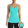 thumbnail image 1 of ANFERRY Women's Ribbed Workout Tank Tops with Built in Bra Racerback Athletic Top, 1 of 8