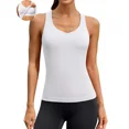 thumbnail image 1 of ANFERRY Women's Sweetheart Neck Workout Tank Tops Fitted Ribbed Seamless Racerback Athletic Camisoles with Built in Bra, 1 of 8