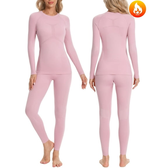 ANFERRY Womens Ski Thermal Set Quick Dry Breathable 2 Pieces Base Layers Seamless Crew Neck Warm Long John Underwear for Winter
