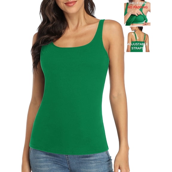 ANFERRY Womens Tank Top with Shelf Bra Basic Cotton Adjustable Straps Camisoles