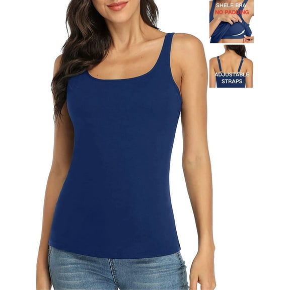 ANFERRY Womens Tank Top with Shelf Bra Basic Cotton Adjustable Straps Camisoles