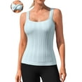 thumbnail image 1 of ANFERRY Workout Ribbed Tank Tops for Women Square Neck Seamless Camisoles with Built in Bra Athletic Yoga Top, 1 of 7