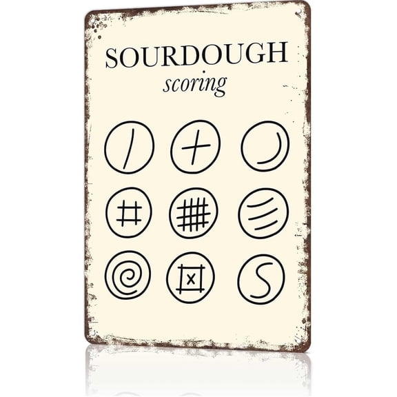 ANFUZAI Funny Signs Sourdough Scoring Techniques Illustration Tin Sign Vintage Metal Signs For Restaurant Kitchen Bar Cafe Wall Decor 8x12inch