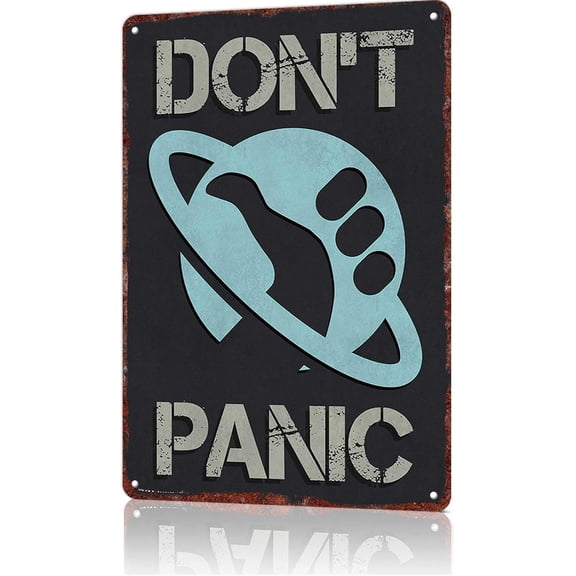 ANFUZAI Read Sign Dont Panic Vintage Metal Tin Sign Book Signs Library Decor For Home Library Bookstore Coffee Shop Study Room Kids Room Classroom Wall Decor 8x12inch