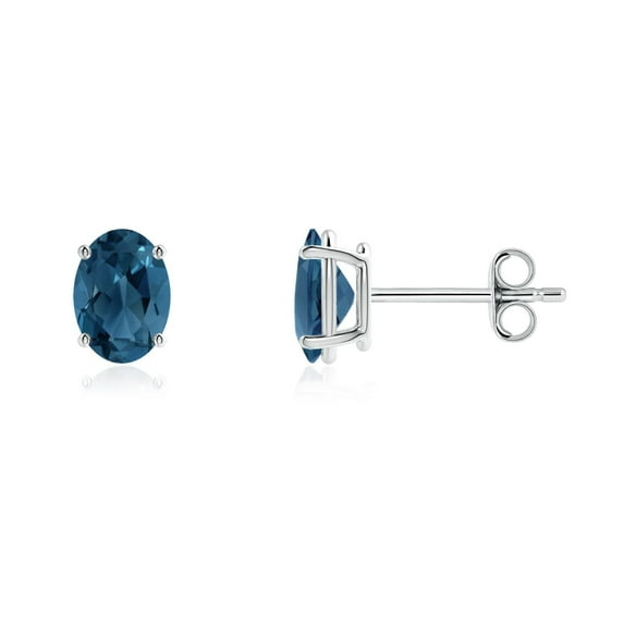 ANGARA 1.9 Ct Natural Oval Shape London Blue Topaz Stud Earrings For Women In Sterling Silver | November Birthstone, Anniversary, Jewelry Gift for Women | London Blue Topaz Push Back Stud Earrings