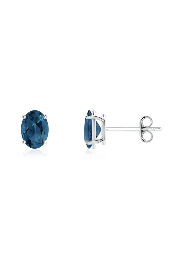 1.9 Ct London Blue Topaz Earrings in Sterling Silver | November Birthstone, Anniversary, Jewelry Gift for Women | Natural Oval London Blue Topaz Push Back Stud Earrings for Women