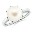 thumbnail image 1 of ANGARA 10mm Freshwater Cultured Pearl Solitaire Ring in Sterling Silver for Women, Girls Ring Size-4 (Stone Grade: AAA-Best) June Birthstone Jewelry Gift for Her Birthday, Wedding, Engagement, 1 of 11