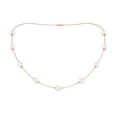 thumbnail image 1 of ANGARA 18" Japanese Akoya Cultured Pearl Station Necklace in 14K Rose Gold for Women | June Birthstone, Birthday, Anniversary, Jewelry Gift for Women | Pearl Necklace, 1 of 5