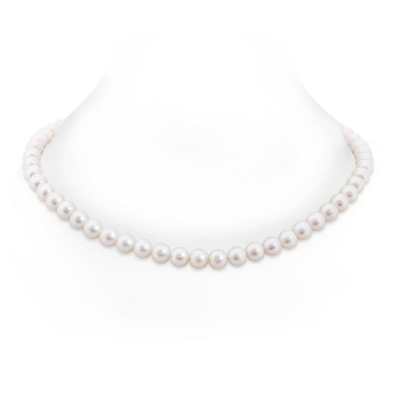 ANGARA 22" Freshwater Cultured Pearl Single Strand Matinee Necklace in 14K White Gold for Women | June Birthstone Jewelry for Her