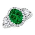 thumbnail image 1 of ANGARA 3 Stone Lab Grown 2.25 Ct Emerald & Trapezoid Diamond Engagement Ring for Women in 14K White Gold (Size-10x8mm) | May Birthstone, Anniversary, Jewelry Gift for Women | Lab-Grown Emerald Ring, 1 of 8
