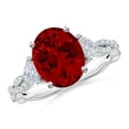 thumbnail image 1 of ANGARA 3 Stone Lab Grown 3.3 Ct Ruby & Trillion Diamond Engagement Ring for Women in 14K White Gold (Size-10x8mm) | July Birthstone, Anniversary, Jewelry Gift for Women | Lab-Grown Ruby Ring, 1 of 7