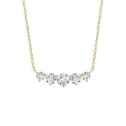 ANGARA 5 Stone Lab Grown Diamond Necklace for Women in 14K Yellow Gold (Size-5.1mm| Color-F-G| Clarity-VS) | April Birthstone, Anniversary, Jewelry Gift for Women | Lab-Grown Diamond Necklace