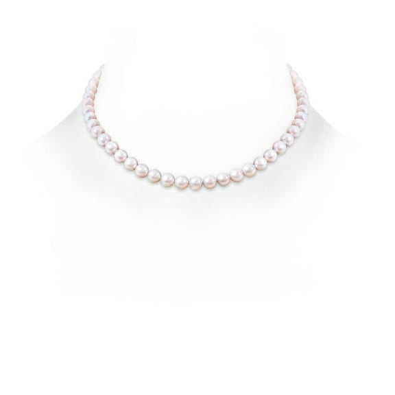 ANGARA 6-7mm, 16" Japanese Akoya Cultured Pearl Single Strand Necklace in 14K White Gold for Women | June Birthstone, Birthday, Anniversary, Jewelry Gift for Women | Pearl Necklace