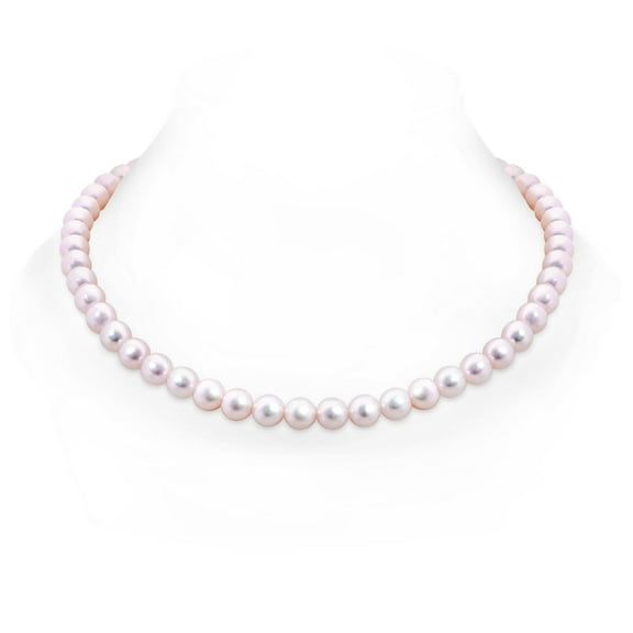 ANGARA 7.5-8mm, 22" Classic Japanese Akoya Cultured Pearl Matinee Necklace in 14K White Gold for Women | June Birthstone, Birthday, Anniversary, Jewelry Gift for Women | Pearl Necklace