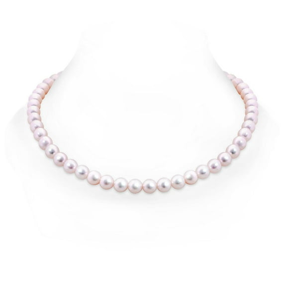 ANGARA 7.5-8mm, 22" Classic Japanese Akoya Cultured Pearl Matinee Necklace in 14K White Gold for Women | June Birthstone, Birthday, Anniversary, Jewelry Gift for Women | Pearl Necklace