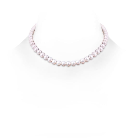 ANGARA 7-8mm, 16" Single Strand Freshwater Cultured Pearl Necklace in 925 Sterling Silver for Women | June Birthstone, Birthday, Anniversary, Jewelry Gift for Women | Pearl Necklace
