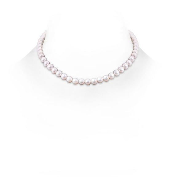 ANGARA 7-8mm, 16" Single Strand Freshwater Cultured Pearl Necklace in 925 Sterling Silver for Women | June Birthstone, Birthday, Anniversary, Jewelry Gift for Women | Pearl Necklace