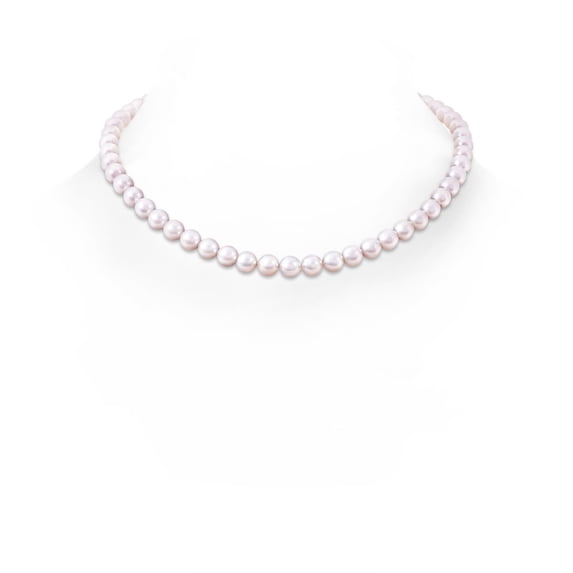 ANGARA 7-8mm, 16" Single Strand Japanese Akoya Cultured Pearl Necklace in 14K White Gold for Women | June Birthstone, Birthday, Anniversary, Jewelry Gift for Women | Pearl Necklace