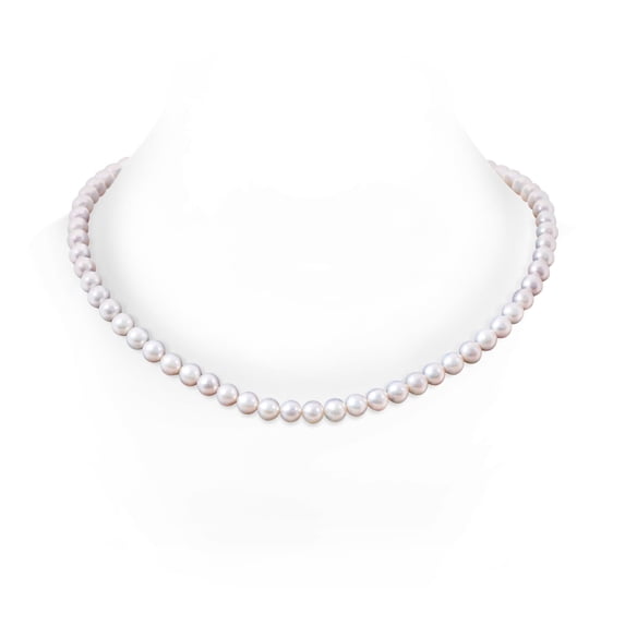 ANGARA 7-8mm, 22" Single Strand Freshwater Cultured Pearl Necklace in 14K Yellow Gold for Women | June Birthstone, Birthday, Anniversary, Jewelry Gift for Women | Pearl Necklace