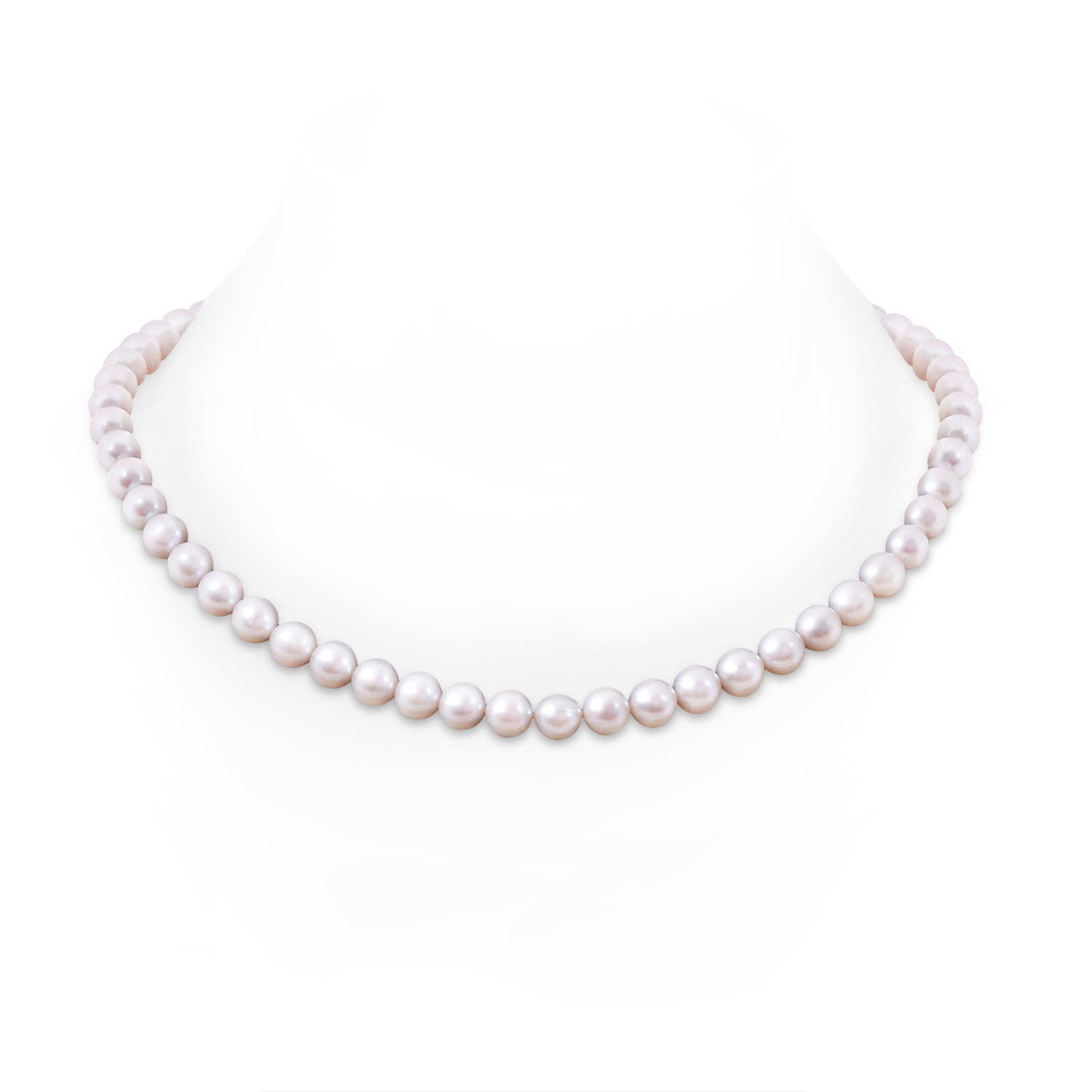 ANGARA 8-9mm, 22" Freshwater Cultured Pearl Single Strand Necklace in 925 Sterling Silver for Women | June Birthstone, Birthday, Anniversary, Jewelry Gift for Women | Pearl Necklace