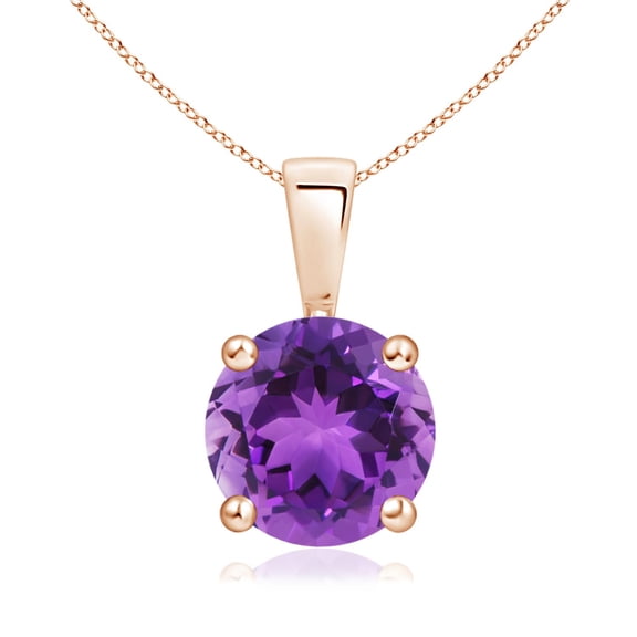 ANGARA 8mm Natural Amethyst Pendant Necklace in 14K Rose Gold with 18 Inch Chain