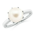 thumbnail image 1 of ANGARA 9mm Freshwater Cultured Pearl Solitaire Ring in Sterling Silver for Women, Girls Ring Size-8 (Stone Grade: AAA-Best) June Birthstone Jewelry Gift for Her Birthday, Wedding, Engagement, 1 of 11