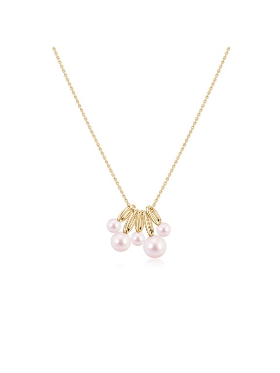 Akoya Pearl Necklace for Women in 14K Yellow Gold - Akoya Pearl Charm Pendant Necklace, June Birthstone Jewelry