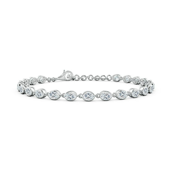 ANGARA Bezel-Set Lab Grown Diamond Tennis Bracelet for Women in 14K White Gold (Size-4x3mm| Color-F-G| Clarity-VS) | April Birthstone, Anniversary, Jewelry Gift for Women | Lab-Grown Diamond Bracelet