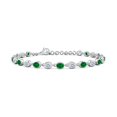 thumbnail image 1 of ANGARA Bezel-Set Oval Lab Grown 1.32 Ct Emerald and Diamond Tennis Bracelet for Women in 14K White Gold (Size-4x3mm) | May Birthstone, Anniversary, Jewelry Gift for Women | Lab-Grown Emerald Bracelet, 1 of 6