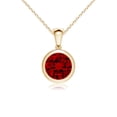 thumbnail image 1 of ANGARA Bezel-Set Round Lab Grown 2.1 Ct Ruby Solitaire Pendant for Women in 14K Yellow Gold (Size-8mm) | July Birthstone, Birthday, Anniversary, Jewelry Gift for Women | Lab-Grown Ruby Necklace, 1 of 8