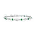 thumbnail image 1 of ANGARA Bezel-Set Round Lab Grown Emerald and Diamond Tennis Bracelet for Women in 14K White Gold (Size-3mm) | May Birthstone, Anniversary, Jewelry Gift for Women | Lab-Grown Emerald Bracelet, 1 of 6