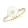 thumbnail image 1 of ANGARA Classic Freshwater Cultured Pearl & Diamond Solitaire Ring in 14K Yellow Gold for Women | June Birthstone, Birthday, Anniversary, Jewelry Gift for Women | Pearl Ring, 1 of 10