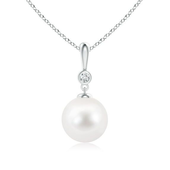 ANGARA Classic Freshwater Cultured Pearl Drop Pendant with Diamond in 925 Sterling Silver for Women | June Birthstone, Birthday, Anniversary, Jewelry Gift for Women | Pearl Necklace