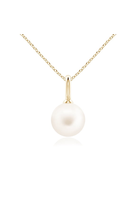 Classic Freshwater Cultured Pearl Solitaire Pendant in 14K Yellow Gold for Women | June Birthstone, Birthday, Anniversary, Jewelry Gift for Women | Pearl Necklace