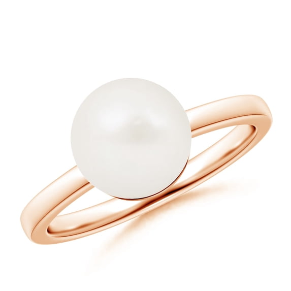 ANGARA Classic Freshwater Cultured Pearl Solitaire Ring in 14K Rose Gold for Women | June Birthstone, Birthday, Anniversary, Jewelry Gift for Women | Pearl Ring