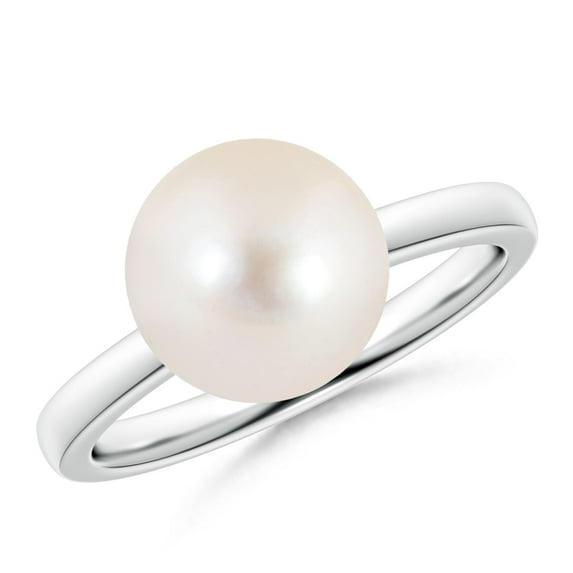 ANGARA Classic Freshwater Cultured Pearl Solitaire Ring in 14K White Gold for Women | June Birthstone, Birthday, Anniversary, Jewelry Gift for Women | Pearl Ring