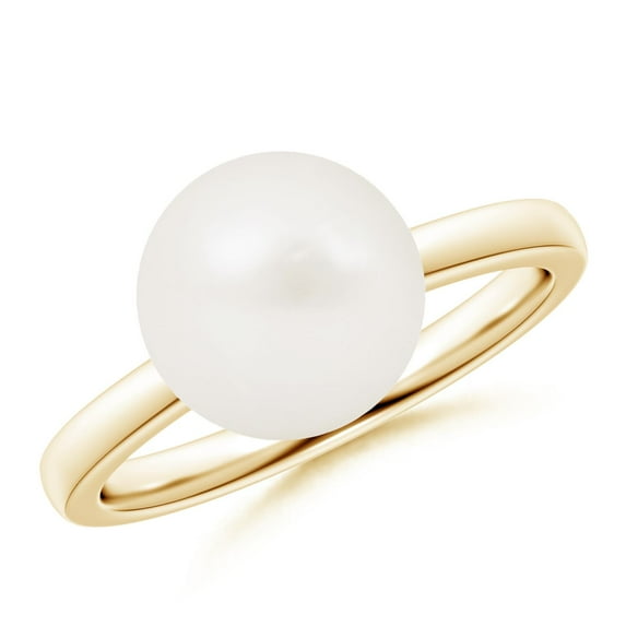 ANGARA Classic Freshwater Cultured Pearl Solitaire Ring in 14K Yellow Gold for Women | June Birthstone, Birthday, Anniversary, Jewelry Gift for Women | Pearl Ring