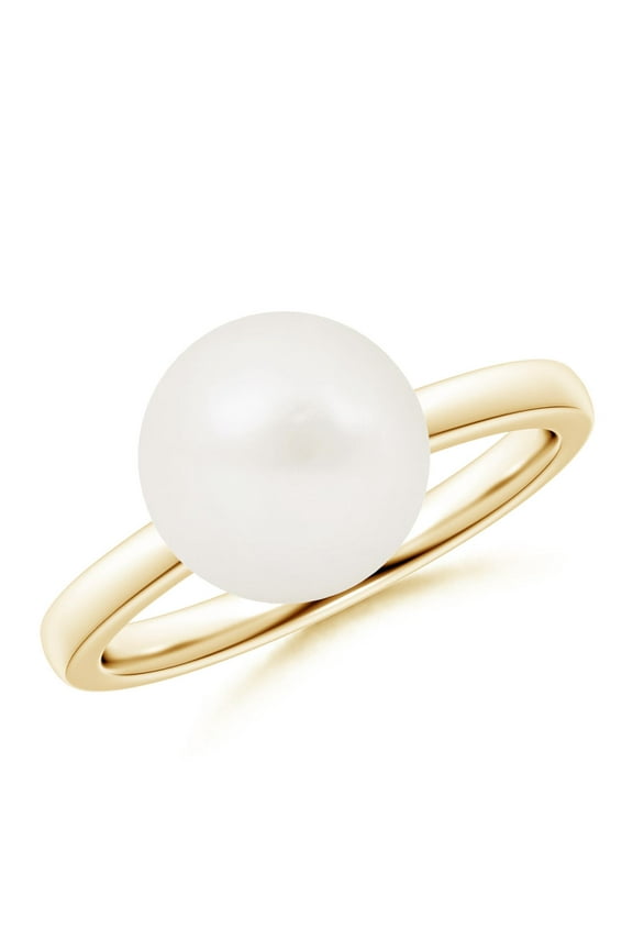 Classic Freshwater Cultured Pearl Solitaire Ring in 14K Yellow Gold for Women | June Birthstone, Birthday, Anniversary, Jewelry Gift for Women | Pearl Ring